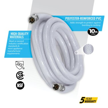 Certified Appliance Accessories® PVC Ice Maker Connector with 1/4" Compression, 10ft