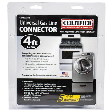 Certified Appliance Accessories® Stainless Steel Gas Appliance Connector Kit, 4ft