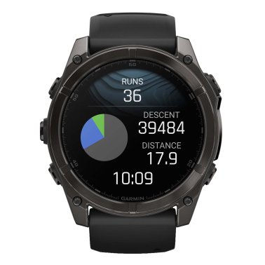 Garmin® fēnix® 8 AMOLED Multisport 51-mm GPS Watch with Silicone Band (Sapphire Lens/Carbon Gray DLC Titanium/Black)