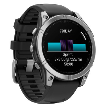 Garmin® fēnix® E Multisport GPS Smartwatch with 47-mm Case, Bluetooth®, AMOLED, Health/Fitness, Navigation, Topo, 10 ATM (Stainless Steel)