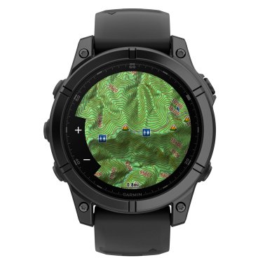 Garmin® fēnix® E AMOLED Multisport 47-mm GPS Smartwatch with Black Silicone Band (Slate Gray/Stainless Steel)
