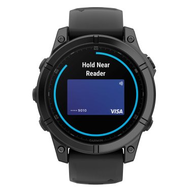 Garmin® fēnix® E AMOLED Multisport 47-mm GPS Smartwatch with Black Silicone Band (Slate Gray/Stainless Steel)
