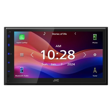 JVC® KW-M595BT 6.8-In. Car In-Dash Unit, Double-DIN/Single-DIN Digital Receiver with WSVGA Touch Screen, Android Auto™/Apple CarPlay®, and SiriusXM® Ready
