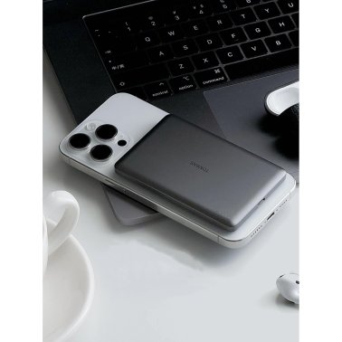 TORRAS® MiniMag 5,000-mAh Wireless Power Bank, Titanium Gray