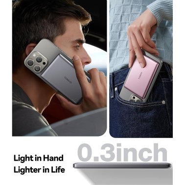 TORRAS® MiniMag 5,000-mAh Wireless Power Bank, Titanium Gray