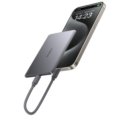 TORRAS® MiniMag 5,000-mAh Wireless Power Bank, Titanium Gray