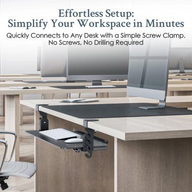 Uncaged Ergonomics® KT4 Clamp-on Under-Desk Slide-Out Ergonomic Keyboard Tray, Black