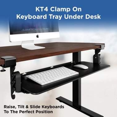 Uncaged Ergonomics® KT4 Clamp-on Under-Desk Slide-Out Ergonomic Keyboard Tray, Black
