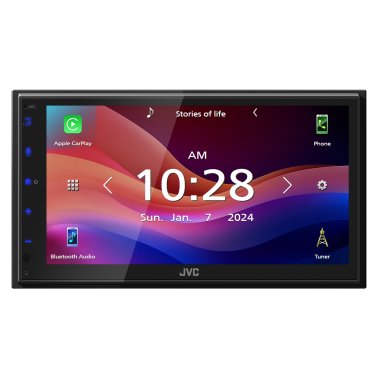 JVC® KW-M695BW 6.8-In. Car In-Dash Unit, Double-DIN Digital Receiver with WSVGA Touch Screen, Wireless Android Auto™/Apple CarPlay®, and SiriusXM® Ready