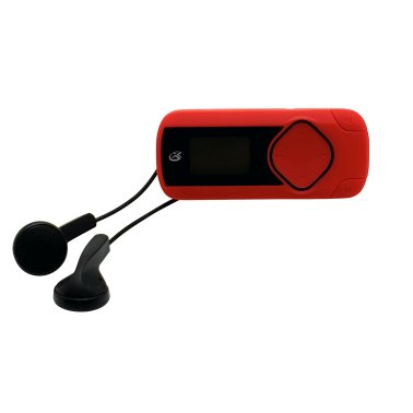 GPX® MP3 Player with FM Radio, Bluetooth® Transmitter, and Wired Earbuds, Red, MWB308R