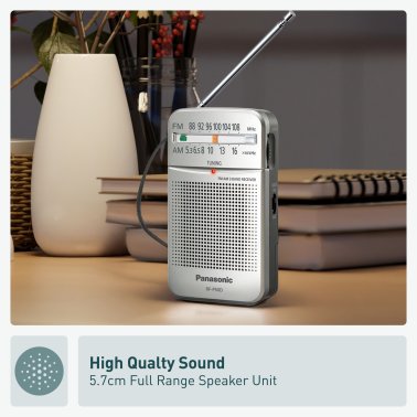 Panasonic® Portable Pocket AM/FM Radio, Silver, RF-P50