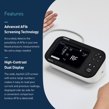 Omron® 10 Series® Bluetooth® Upper Arm Blood Pressure Monitor and Cuff with Wide Backlit LCD Display, Omron® App, TruRead technology, FSA/HSA Eligible