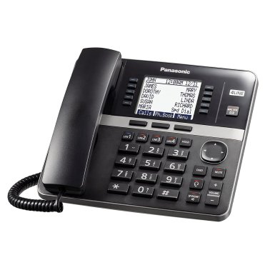 Panasonic® Corded DECT 6.0 4-Line Office Phone Base Station with Answering Machine, Black, KX-TGW420B