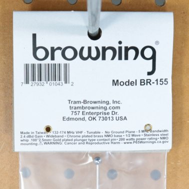 Browning® 132 MHz to 174 MHz No Ground Plane VHF 2.4-dBd Gain 51-1/4-In. Tall Tunable NMO Antenna, 5-MHz Bandwidth, BR-155