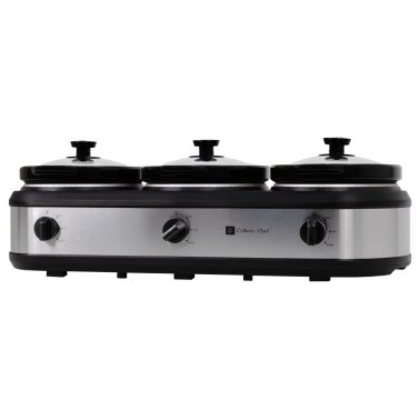Culinary Chef 420-Watt Triple Slow Cooker and Buffet Server with Three 2.5-Quart Ceramic Pots