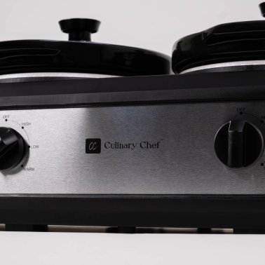 Culinary Chef 420-Watt Triple Slow Cooker and Buffet Server with Three 2.5-Quart Ceramic Pots