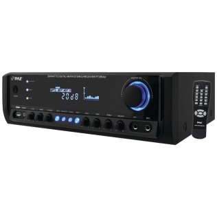 Pyle® 4.0-Channel 300-Watt-Max Amplifier/Receiver with 2 Mic Inputs, AM/FM Radio, USB, SD™, Aux, and Remote, PT390AU