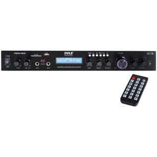 Pyle® 2.1-Channel 200-Watt-Max Bluetooth® Stereo Amplifier/Receiver with 2 Mic Inputs, FM Radio, USB, microSD™, and Remote, PDA7BU