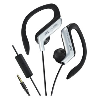 JVC® Wired In-Ear Sport Earbuds with In-Line Mic/Remote, Adjustable Earclip Loops, and 3.5-mm Connector, HA-EBR80 (Silver)
