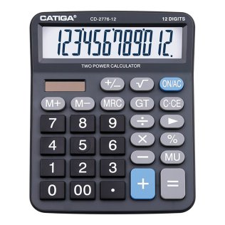 CATIGA® CD-2776 Premium Commercial 12-Digit Calculator, Dual Power (Black)