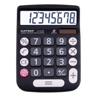 CATIGA® CD-8185 8-Digit Home and Office Calculator, Dual Power (Black)