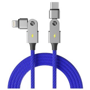 Raycon® Magic Spin Pro 100-Watt Lightning® to USB-C® Charge and Sync Cable, 6.6 Ft. (Blue)