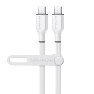 HyperGear® Flexi Pro USB-C® to USB-C® Soft-Touch Silicone Fast Charge and Sync Cable (10 Ft.; White)