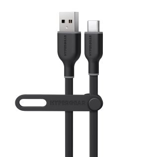 HyperGear® Flexi Pro USB-A to USB-C® Soft-Touch Silicone Charge and Sync Cable, 10 Ft. (Black)