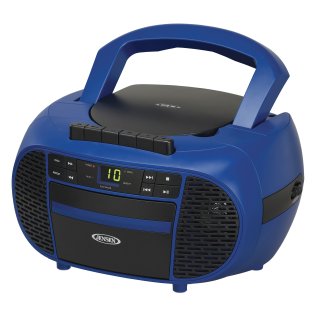 JENSEN® Portable CD Music System with Cassette Player/Recorder and AM/FM Stereo Radio, CD-550 (Blue/Black)