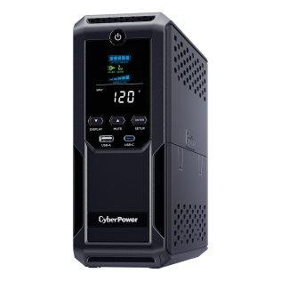 CyberPower® 12-AC Outlet, 2-USB, and LAN/Coax 900-Watt/1,500-VA Intelligent LCD UPS Tower with 1,500-Joules Surge Protection and AVR, 6-Ft. Cord