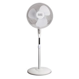 BLACK+DECKER™ 16-In. 3-Speed Oscillating Stand Fan with Remote, White, BFSR16