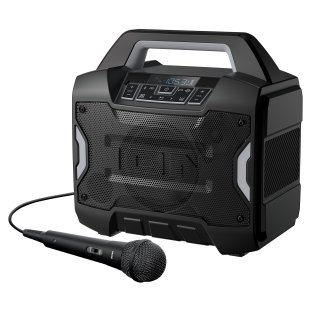 ION® Sport™ Boom All-Weather Rechargeable Portable Speaker with FM Radio, Microphone, and Stereo-Link™, Black