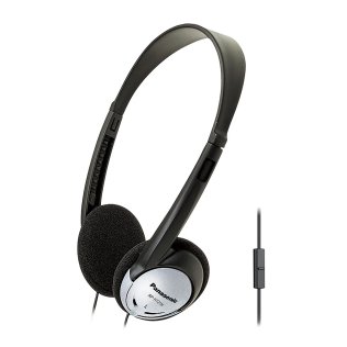 Panasonic® On-Ear Headphones with Microphone, XBS for Deep Bass, Black and Silver, RP-HT21M