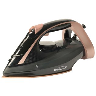Brentwood® MPI-69BKRG Nonstick Ceramic Steam Iron, Black and Rose Gold