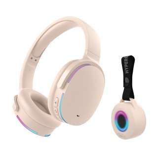 HyperGear® Wireless Audio Essentials Duo with Light-up Bluetooth® Speaker and Headphones (Nude)