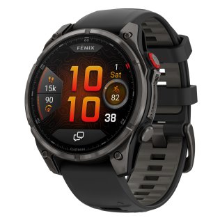 Garmin® fēnix 8 Pro AMOLED Sapphire Multisport 51-mm GPS Watch with InReach® Technology and Silicone Band (Carbon Gray DLC/Pebble Gray)