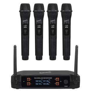 Supersonic® 4-Channel 2.4-GHz Wireless Microphone System with 4 Handheld Microphones and Receiver, SC-909