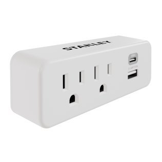 STANLEY® 2-AC Outlet 2-USB Port PlugMax Wall Tap Adapter and USB Charger, 30422