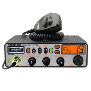 PRESIDENT Walker IV FCC 40-Channel Professional CB Radio with AM/FM/PA, 12 Volts, NOAA® Alerts, OEM Truck Size, P-Channels, Glow Mode, USB-C®, Mic