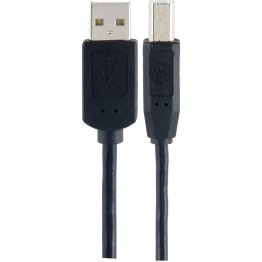 GE® A-Male to B-Male USB 2.0 Cable, 6 Ft., Black, 33760