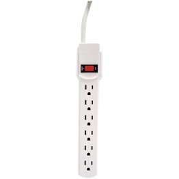 GE® 6-Outlet Power Strip with Twist-to-Close Safety Covers, 9 Ft., White, 55253