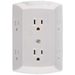 GE® 6-Outlet Grounded Wall Tap with Transformer/Resettable Circuit
