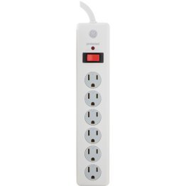 GE® Surge Protector Power Strip, 6 Outlets, 10-Ft. Cord, White, 14092