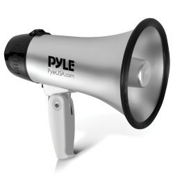 Pyle® Battery-Operated Compact and Portable Megaphone Speaker with Siren Alarm Mode (Silver)