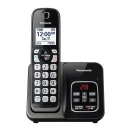 Panasonic® KX-TGD63X Corded Cordless Phone with Call Blocking and Digital Answering System (1 Handset; Metallic Black)