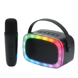 IQ Sound® Mini Karaoke Portable Bluetooth® Speaker with Wireless Microphone and RGB Light Show, IQ-908K (Black)