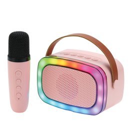 IQ Sound® Mini Karaoke Portable Bluetooth® Speaker with Wireless Microphone and RGB Light Show, IQ-908K (Pink)