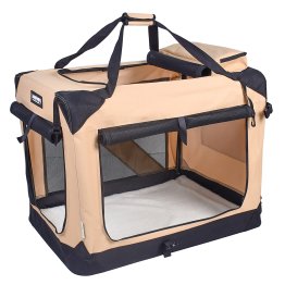 Jespet® 3-Door Soft-Sided Folding Travel Pet Crate (Medium; Beige)