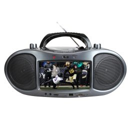 Emerson® Bluetooth® 720p DVD/CD/Radio Boom Box with 7-In. Screen and Remote, Gray, EDL-2560H