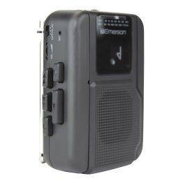 Emerson® Portable Cassette Player with AM/FM Radio, Earbuds, and Bluetooth® Out, Gray, EPC-1001